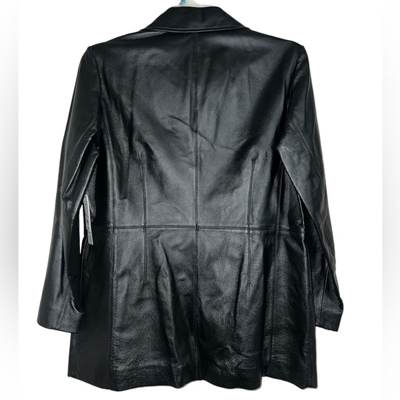 NWT Petite Genuine Black Leather Jacket - Worthington - Picture 2 of 3